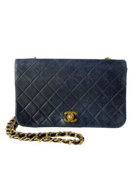 Chanel Shoulder Bag Single Flap Quilted Black Chain Gold Lambskin